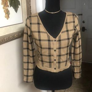 Windsor Tan and black plaid cardigan